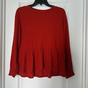 Women's Crown and Ivy Waffle Knit Long-Sleeve Top